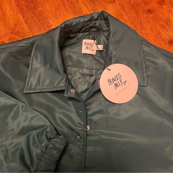 NWT Princess Polly Netherlee Bomber Jacket Green US 2 Relaxed Fit Windbreaker - Picture 6 of 15